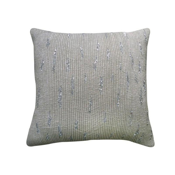 Calero Ivory/Silver Lurex Corded & Hand Beading Pillow (CALERO02A-IV)