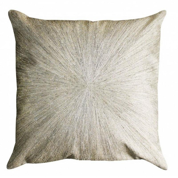 Nimbus Charcoal Linen Pillow W/Gold & Silver Zari Emb. (NIM03A-CHGDSV)