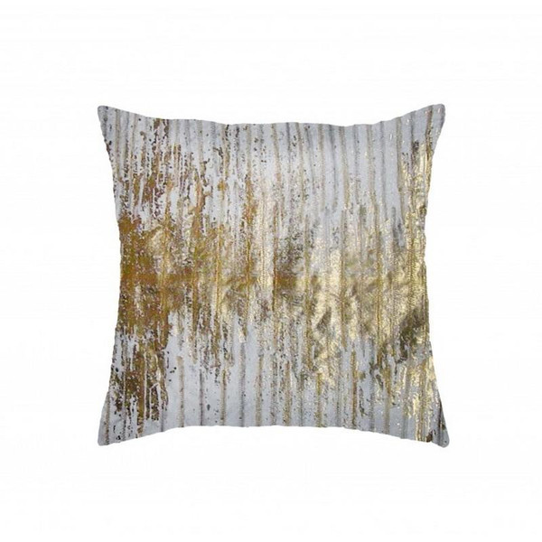 Verona Ivory Velvet With Gold Foil And Thread Work Pillow (VERONA07A-IV)