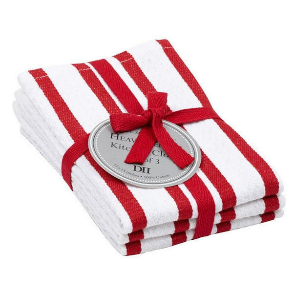 Peppermint Stripe Heavyweight Dishcloths - Set Of 3 (Pack Of 25) (27340)