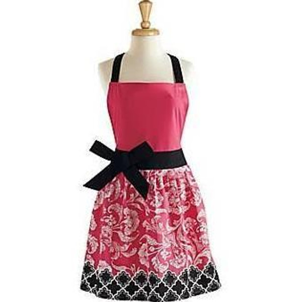 Pink & Black Riviera Floral Apron (Pack Of 8) (26763)