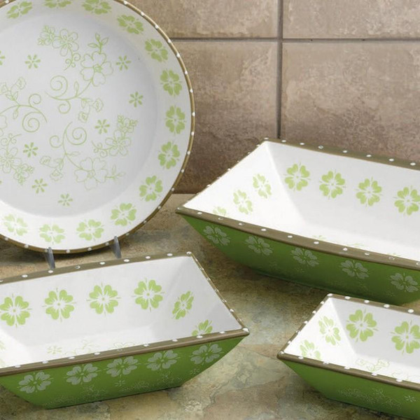 Leaf Green Vintage Flowers Pie Plate (Pack Of 12) (26492)