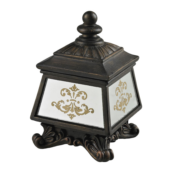 Bronze Box With Damask Printed Mirror (87-8002)