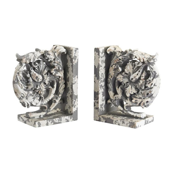 Aged Plaster Scroll Bookends (387-014/S2)