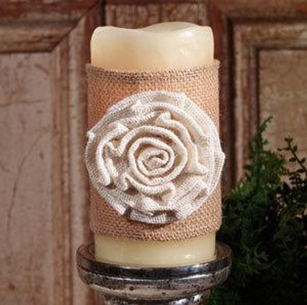 10.75 X 4" Cream Rosette Candle Wrap (Pack Of 12) (81640)