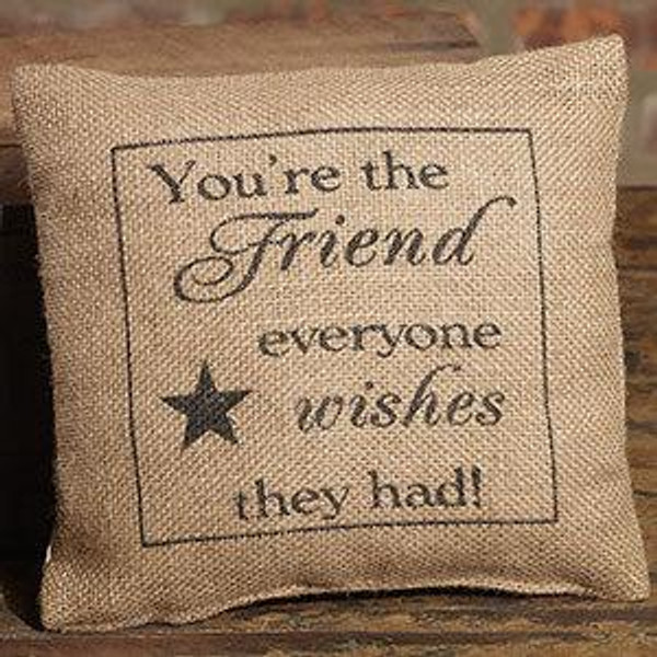 8X8" Small Burlap Friend/Wishes Pillow (Pack Of 15) (82850)