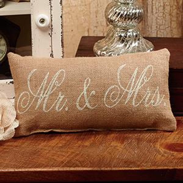 12X6" Small Burlap Mr. & Mrs. Pillow (Pack Of 12) (91580)