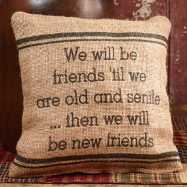 8X8" Small Burlap Friends Pillow (Pack Of 15) (92710)