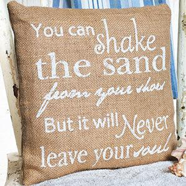 10X10" Burlap Shake The Sand Pillow (Pack Of 9) (93267)