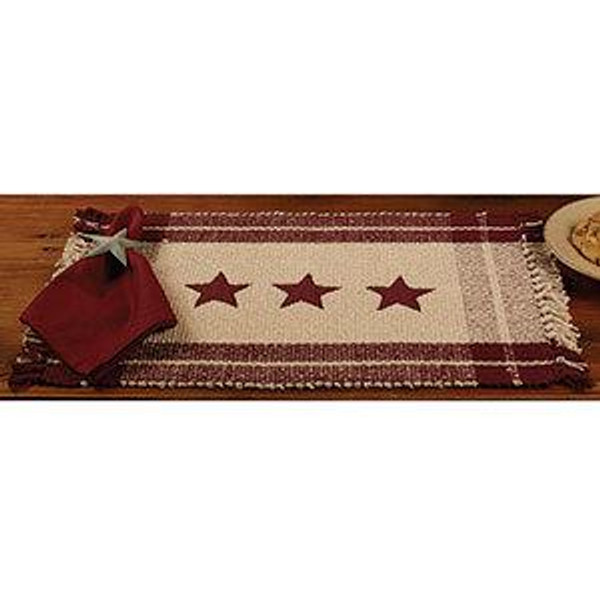 Burgundy Simply Stars Placemats Set/2 (Pack Of 7) (95783)