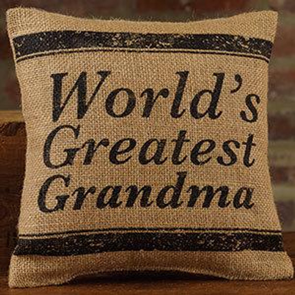 8X8" Small Burlap Grandma Pillow (Pack Of 13) (95950)
