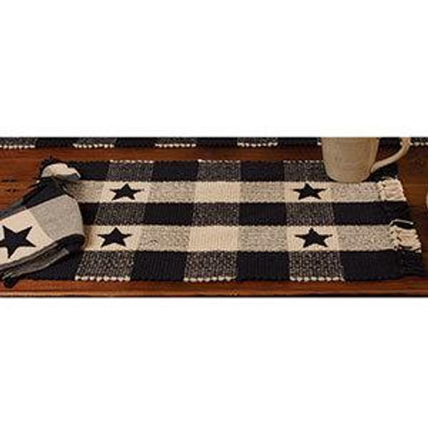 13 X 19" Black Star Check Placemat (Pack Of 13) (97575)
