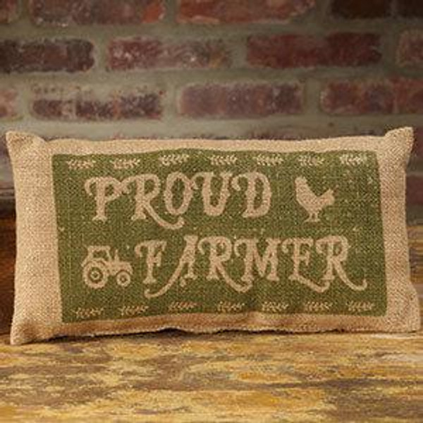 12 X 6" Small Burlap Proud Farmer Pillow (Pack Of 12) (97635)