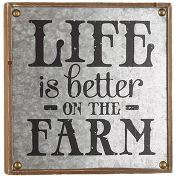 Tin/Wood Farm Sign (Pack Of 6) (97991)