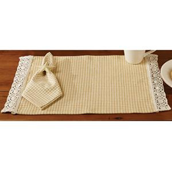 13X19" Tan Granny'S Check Placemat (Pack Of 15) (98572)