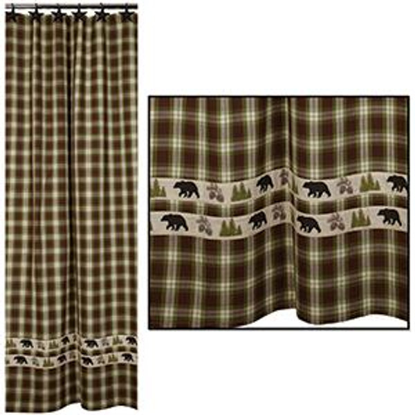72X72" Woodland Plaid Shower Curtain (Pack Of 3) (98670)