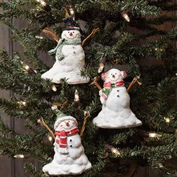3.5" Snowman Ornaments 3 Assorted (Pack Of 5) (99318)