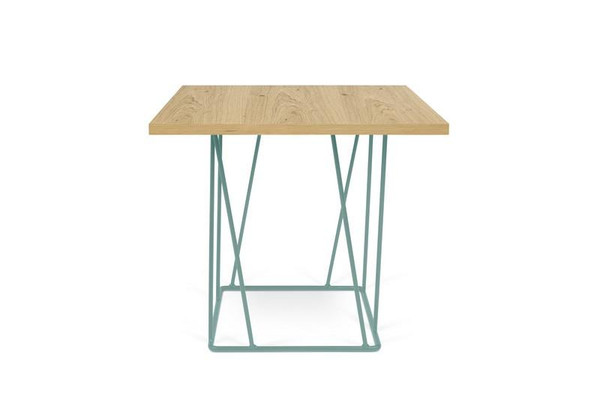 Helix Square Side Table Oak/Sea Green Lacquered Steel 5603449626814