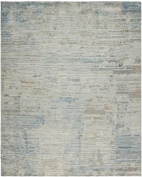 Intrigue In-109 Pearl - Blue 10'X14' Hand Knotted Silk & Wool Rug (2000322)