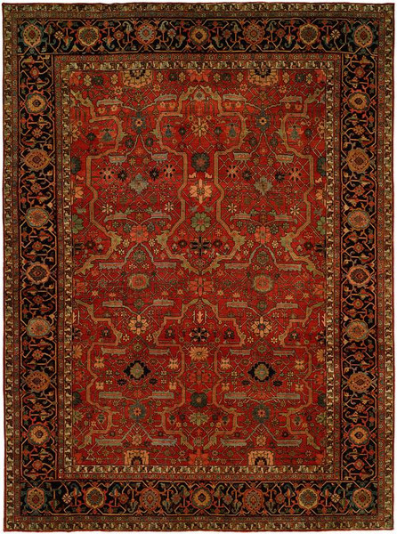 Antique Heriz 104 Red - Blue 12'X15' Hand Knotted Wool Rug (2000025)