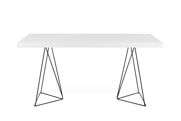 Multi 71'' Top Dining Table With Trestles White/Black 5603449613821
