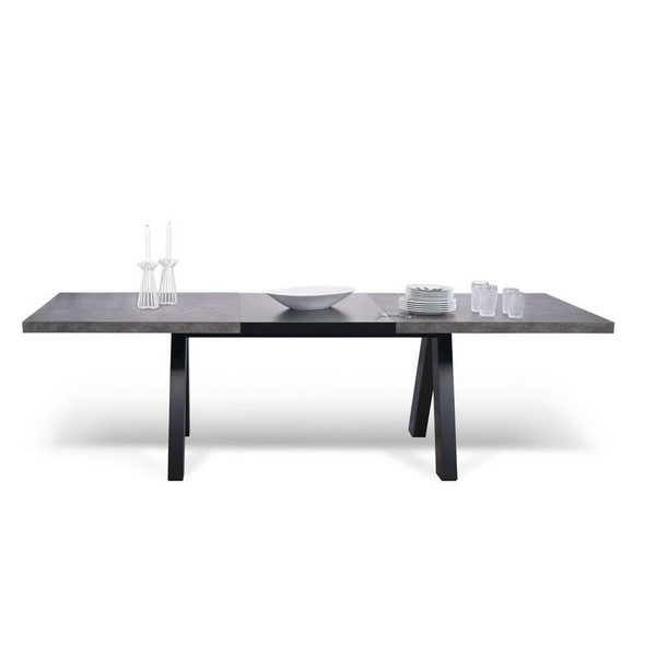 Apex Extending Dining Table Concrete Look/Pure Black 5603449613173