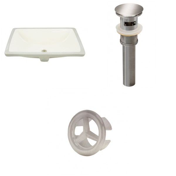 18.25" W CUPC Rectangle Undermount Sink Set In Biscuit - Brushed Nickel Hardware - Overflow Drain Included (AI-20624)