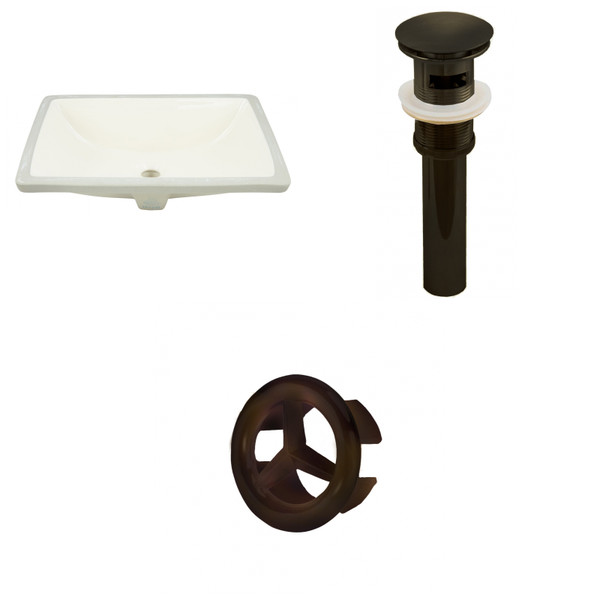 18.25" W CUPC Rectangle Undermount Sink Set In Biscuit - Oil Rubbed Bronze Hardware - Overflow Drain Included (AI-20628)