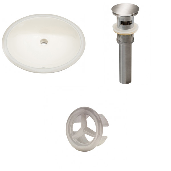 19.5" W CUPC Oval Undermount Sink Set In Biscuit - Brushed Nickel Hardware - Overflow Drain Included (AI-20632)