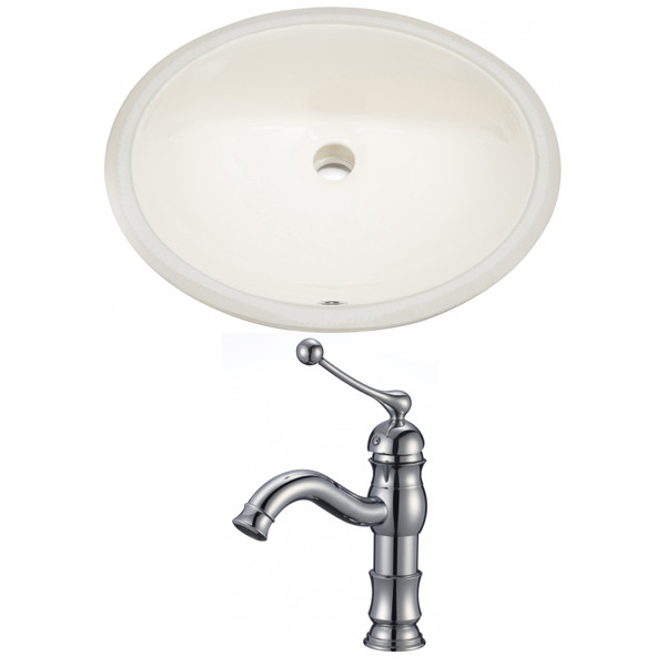 19.5" W CUPC Oval Undermount Sink Set In Biscuit - Chrome Hardware (AI-22949)