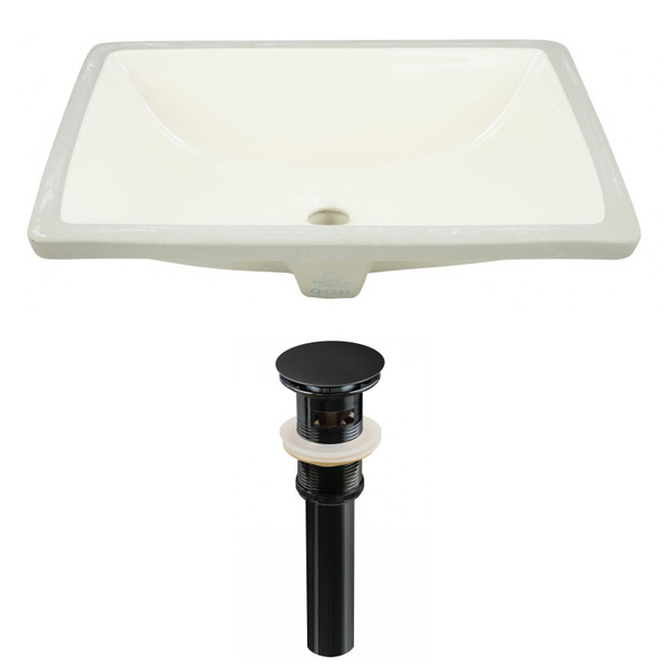 20.75" W Rectangle Undermount Sink Set In Biscuit - Black Hardware - Overflow Drain Included (AI-24797)