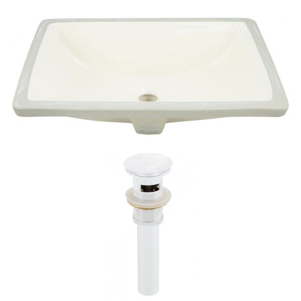 20.75" W Rectangle Undermount Sink Set In Biscuit - White Hardware - Overflow Drain Included (AI-24798)