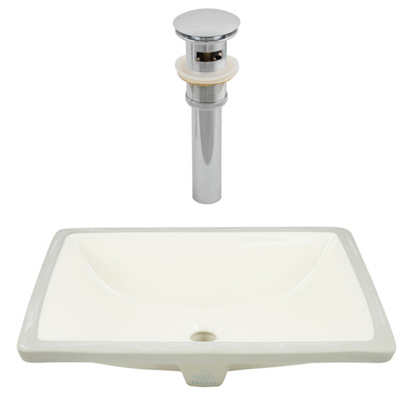 20.75" W CSA Rectangle Undermount Sink Set In Biscuit - Chrome Hardware - Overflow Drain Included (AI-24892)