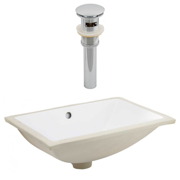 20.75" W CSA Rectangle Undermount Sink Set In White - Chrome Hardware - Overflow Drain Included (AI-24900)