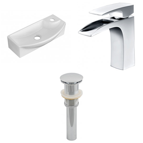 17.75" W Above Counter White Vessel Set For 1 Hole Right Faucet (AI-26311)