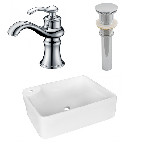 17.25" W Above Counter White Vessel Set For 1 Hole Left Faucet (AI-26366)