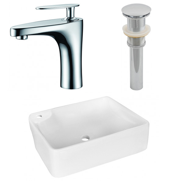 17.25" W Above Counter White Vessel Set For 1 Hole Left Faucet (AI-26367)