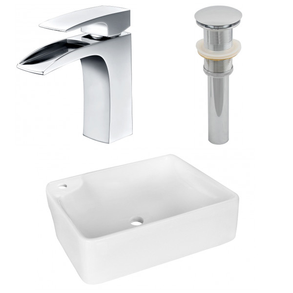 17.25" W Above Counter White Vessel Set For 1 Hole Left Faucet (AI-26369)