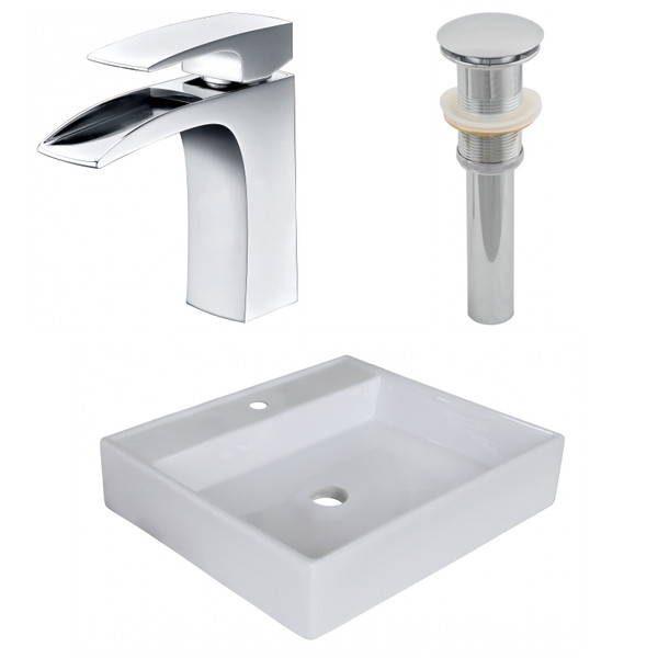 17" W Above Counter White Vessel Set For 1 Hole Center Faucet (AI-26375)