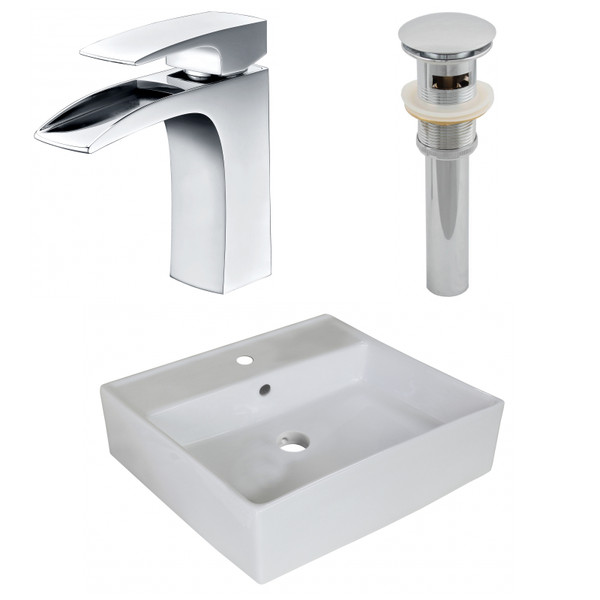 18" W Above Counter White Vessel Set For 1 Hole Center Faucet (AI-26381)