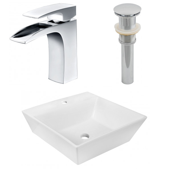 16.5" W Above Counter White Vessel Set For 1 Hole Center Faucet (AI-26387)