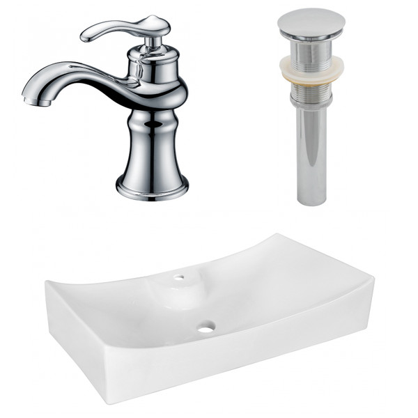 26.25" W Above Counter White Vessel Set For 1 Hole Center Faucet (AI-26396)