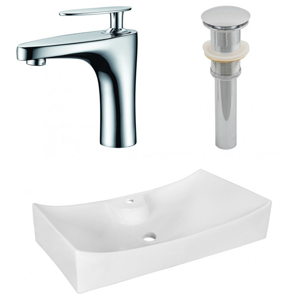 26.25" W Above Counter White Vessel Set For 1 Hole Center Faucet (AI-26397)