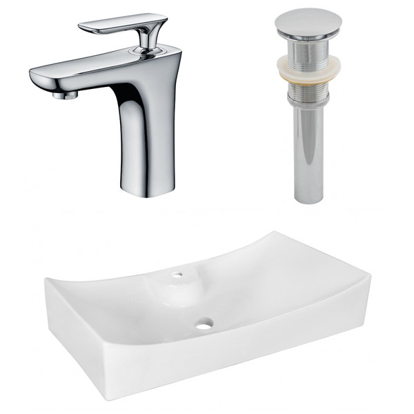 26.25" W Above Counter White Vessel Set For 1 Hole Center Faucet (AI-26398)