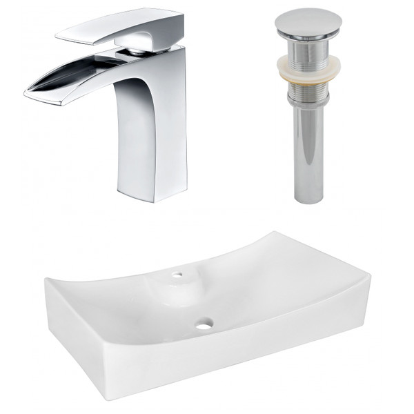 26.25" W Above Counter White Vessel Set For 1 Hole Center Faucet (AI-26399)