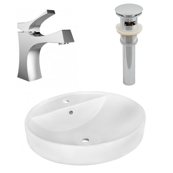 18.1" W Above Counter White Vessel Set For 1 Hole Center Faucet (AI-26401)