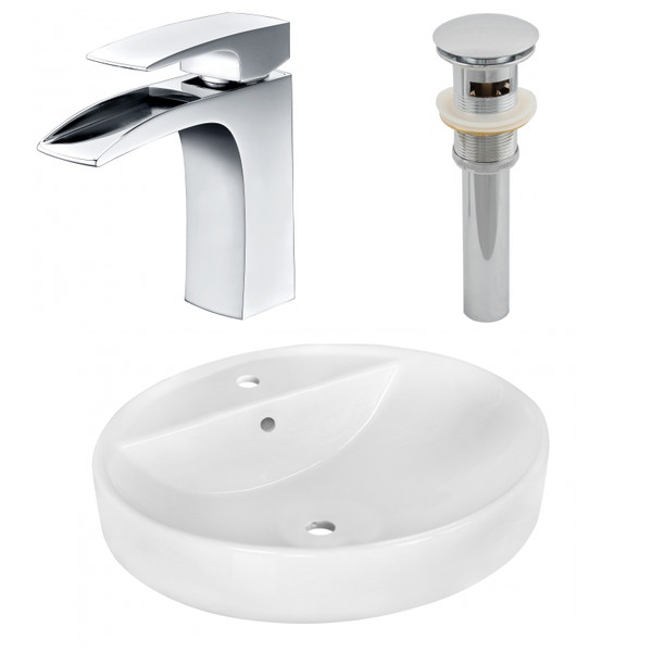 18.1" W Above Counter White Vessel Set For 1 Hole Center Faucet (AI-26405)