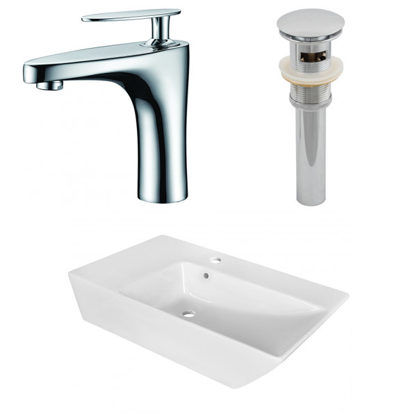 25.5" W Above Counter White Vessel Set For 1 Hole Center Faucet (AI-26409)