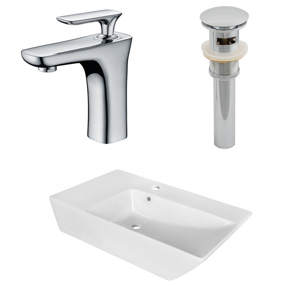 25.5" W Above Counter White Vessel Set For 1 Hole Center Faucet (AI-26410)
