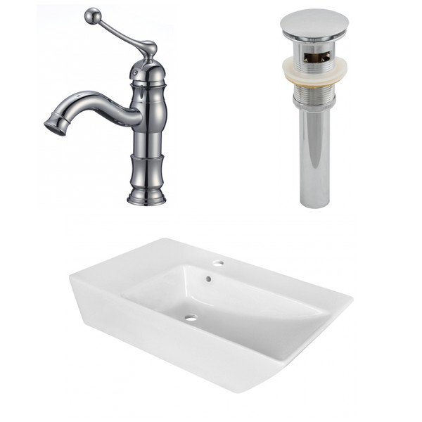25.5" W Above Counter White Vessel Set For 1 Hole Center Faucet (AI-26412)